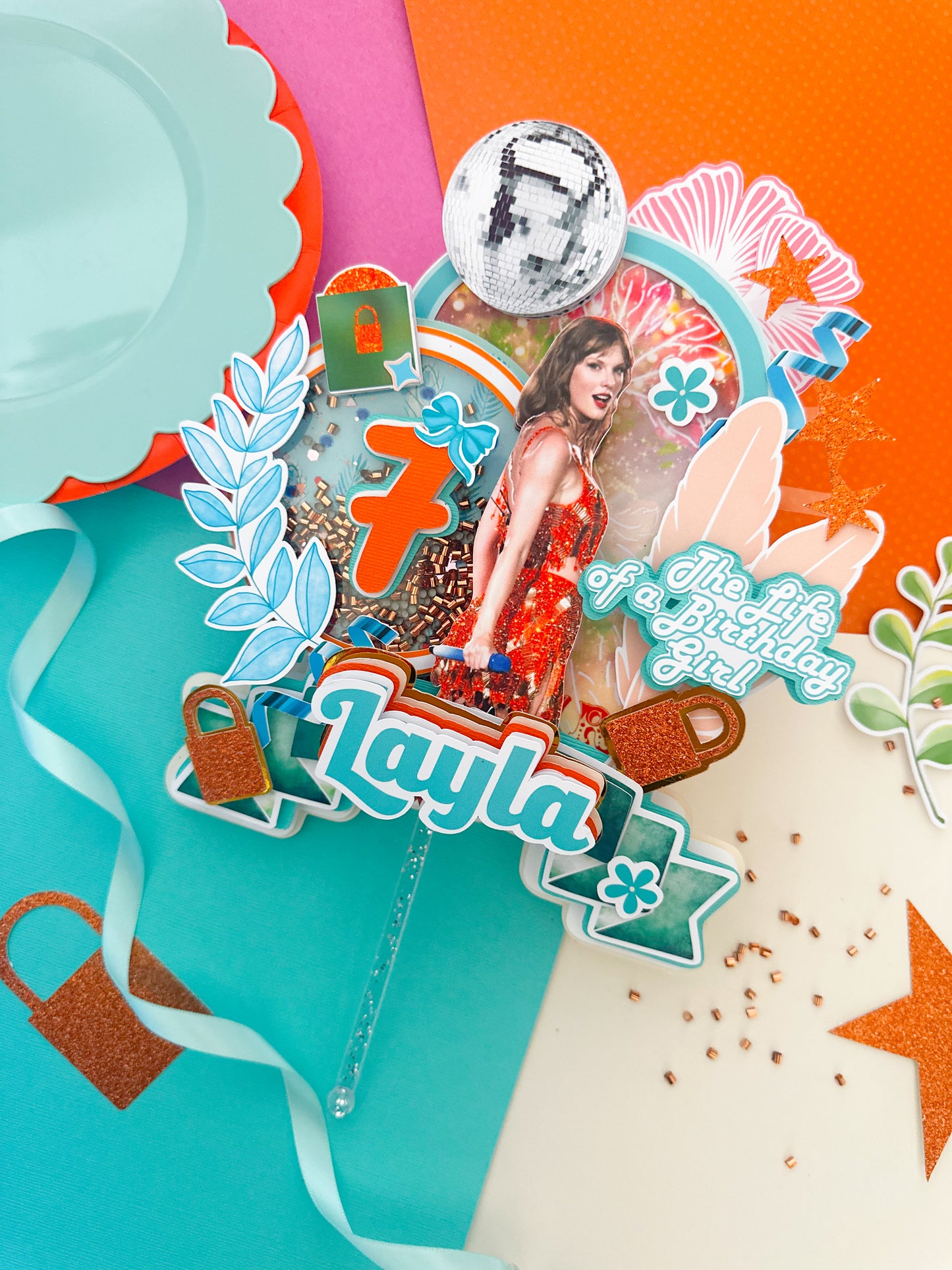 Taylor swift cake topper | Taylor swift birthday decoration|  Eras Tour Birthday Cake Topper | lover Inspired Party Decoration | Pop Star Birthday Centerpiece, Pop Star Girls Party | T-S party (Copy)