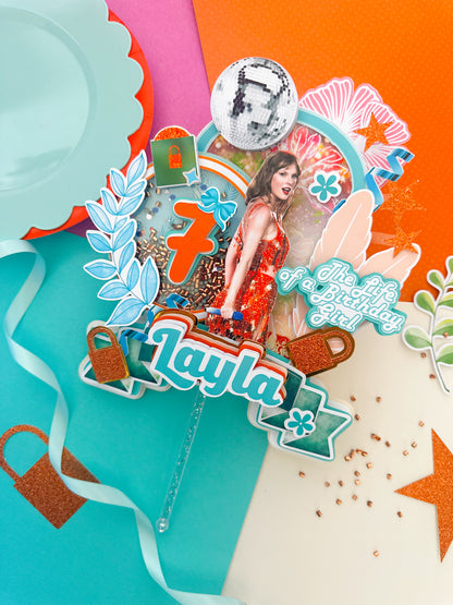 Taylor swift cake topper | Taylor swift birthday decoration|  Eras Tour Birthday Cake Topper | lover Inspired Party Decoration | Pop Star Birthday Centerpiece, Pop Star Girls Party | T-S party (Copy)