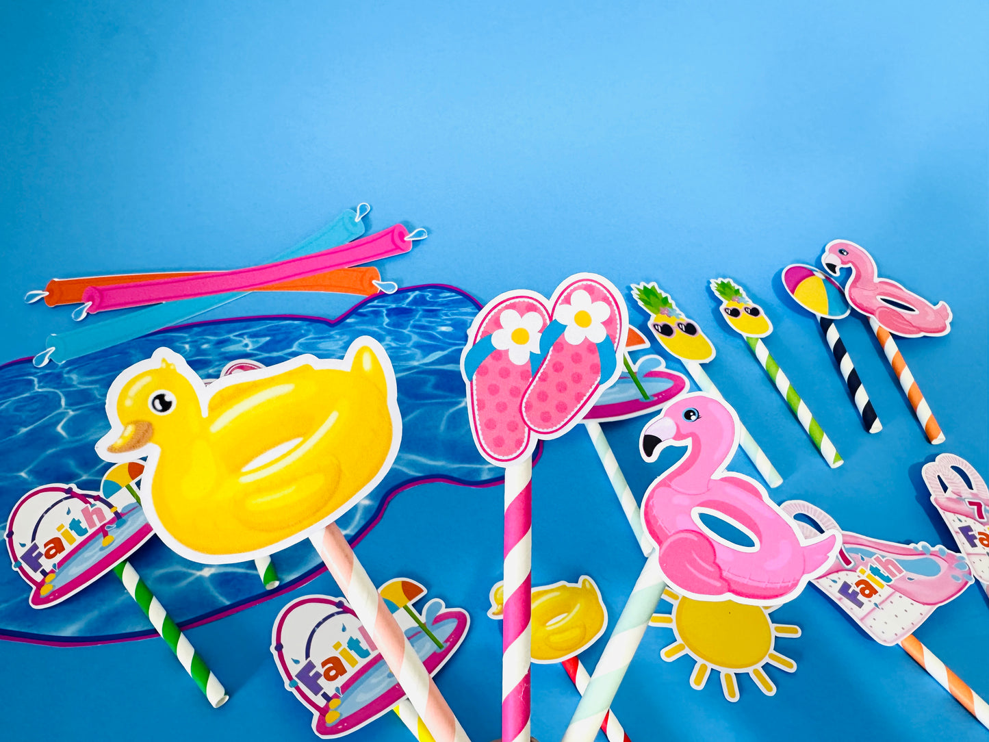 Waterslide Birthday, Waterslide Cake Topper, Splish Splash Cake Topper, Splish Splash Favors, Splish Splash Supplies, Waterslide Party, Pool Party Cake Topper