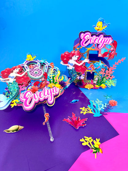 Mermaid Cake Topper, Mermaid Banner, Mermaid 3D Letter, Mermaid Cupcake Toppers, Mermaid Decorations, Mermaid Birthday Party, Mermaid Cups