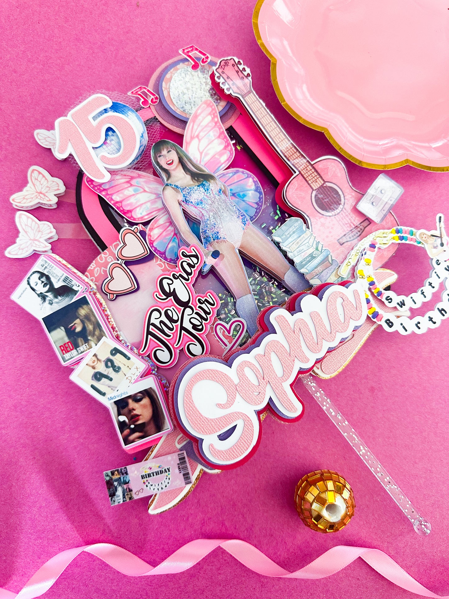 Taylor swift cake topper | Taylor swift birthday decoration|  Eras Tour Birthday Cake Topper | lover Inspired Party Decoration | Pop Star Birthday Centerpiece, Pop Star Girls Party | T-S party (Copy)