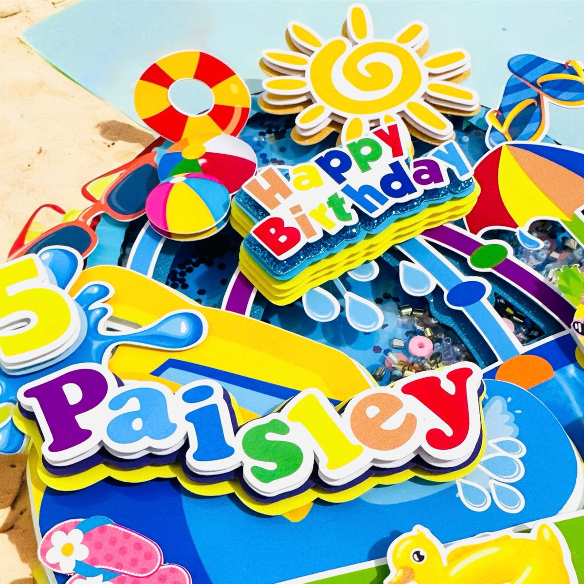 Waterslide Birthday Cake Topper,
Splish Splash Cake Topper,Pool Party Cake Topper,Summer Birthday Cake Topper,Personalized Pool Party Decorations,Waterslide Party Decorations