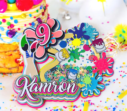 Paint Party Splatter Cake Topper, Art Party Cake Topper, Paint Shaker Cake Topper, Paint Decorations, Painting Party Decor, Art Paint Centerpiece