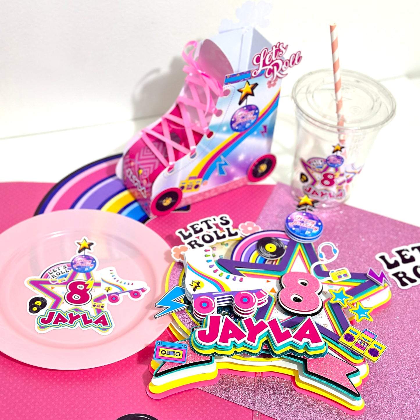 Roller Skate Cake Topper, Skate Cake, Roller Skate Birthday Supplies, Rolling Skate Party, Skating Birthday Topper, Roller Skater Centerpiece