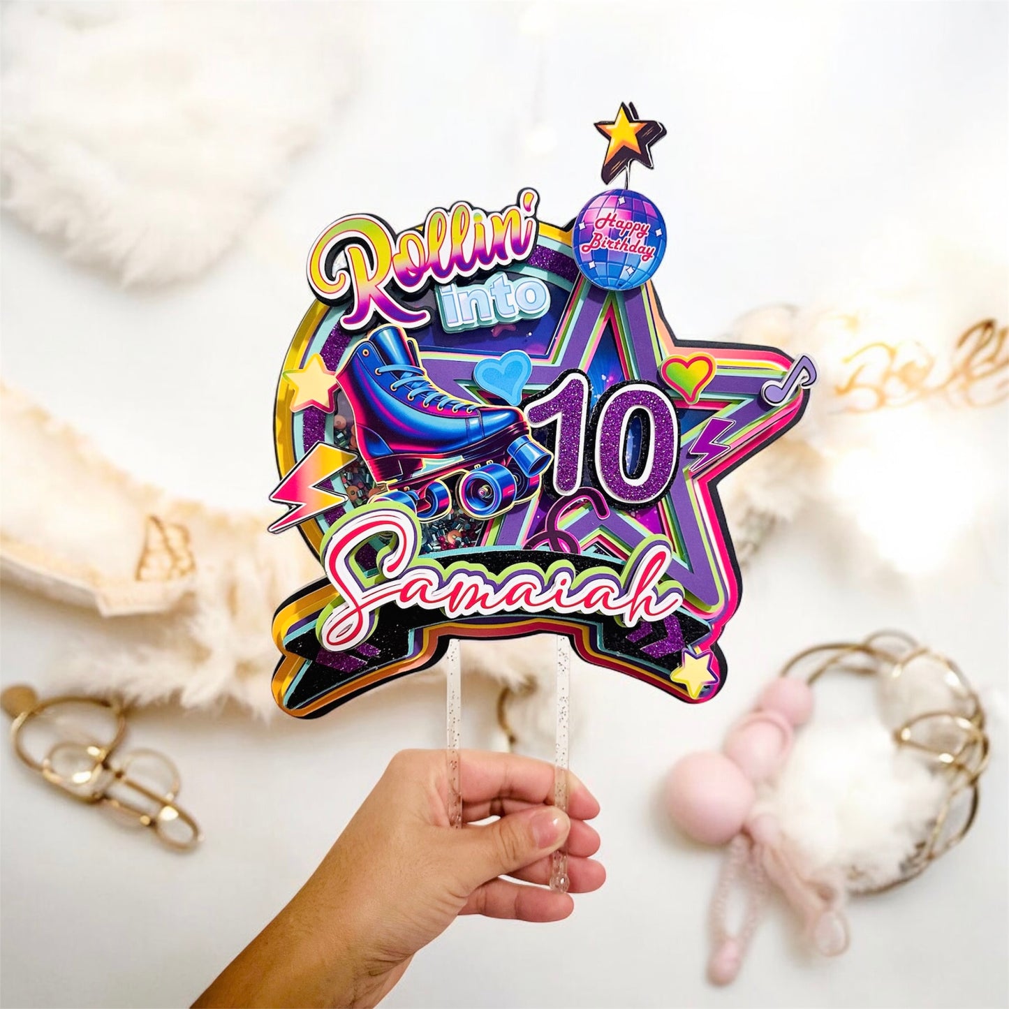 Roller Skate Cake Topper, Skate Cake, Roller Skate Birthday Supplies, Rolling Skate Party, Skating Birthday Topper, Roller Skater Centerpiece
