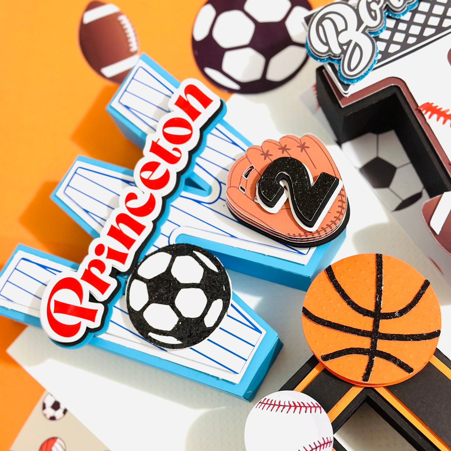 Born Two Ball Cake Topper/Second Birthday Cake Topper/ Sports Cake Topper/Sport Birthday 3d Letters/ Born Two Ball 3d Letters