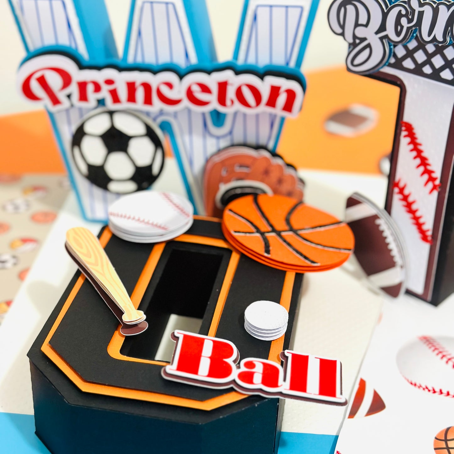 Born Two Ball Cake Topper/Second Birthday Cake Topper/ Sports Cake Topper/Sport Birthday 3d Letters/ Born Two Ball 3d Letters