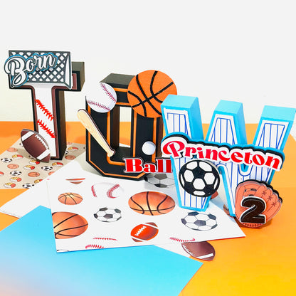 Born Two Ball Cake Topper/Second Birthday Cake Topper/ Sports Cake Topper/Sport Birthday 3d Letters/ Born Two Ball 3d Letters