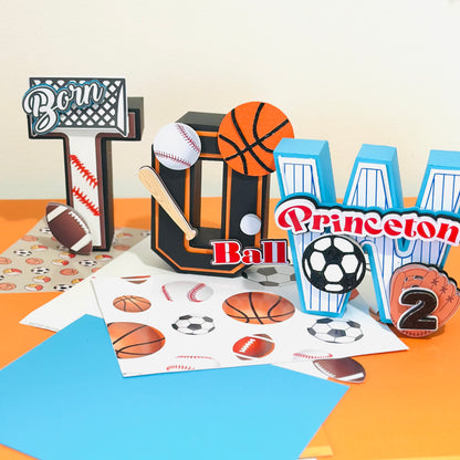 Born Two Ball Cake Topper/Second Birthday Cake Topper/ Sports Cake Topper/Sport Birthday 3d Letters/ Born Two Ball 3d Letters