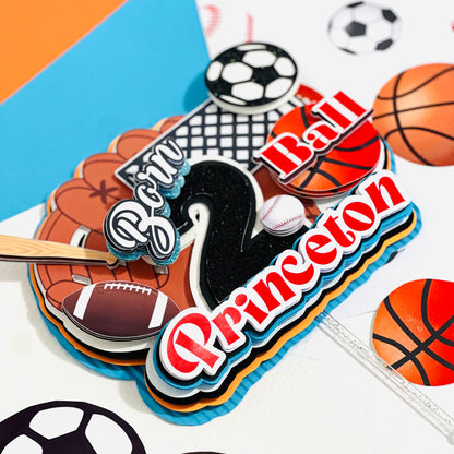 Born Two Ball Cake Topper/Second Birthday Cake Topper/ Sports Cake Topper/Sport Birthday 3d Letters/ Born Two Ball 3d Letters