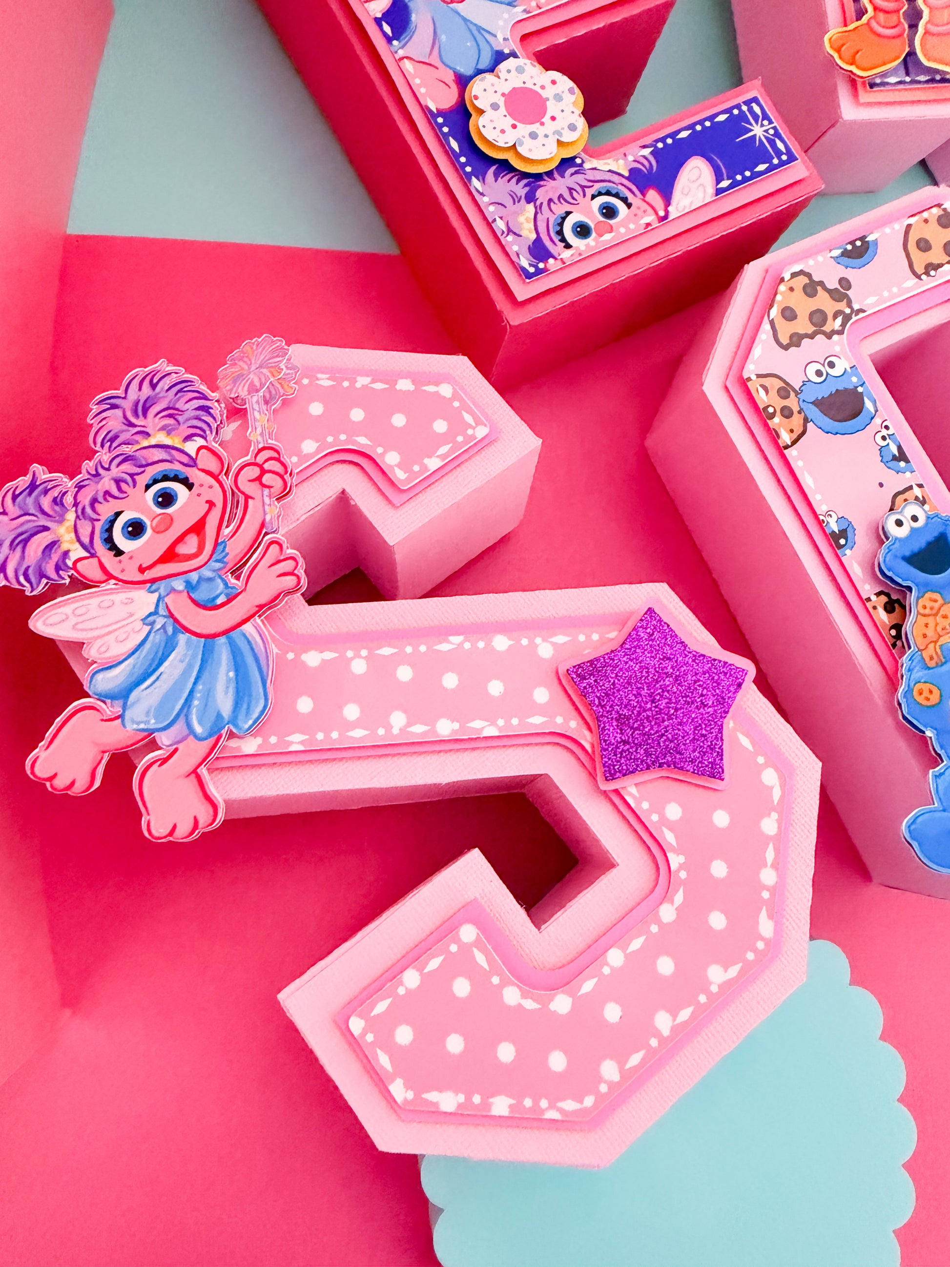 Pink Sesame Street 3D letters birthday decoration

Sesame Street party table decoration letters

Sesame Street centerpiece letters for birthday