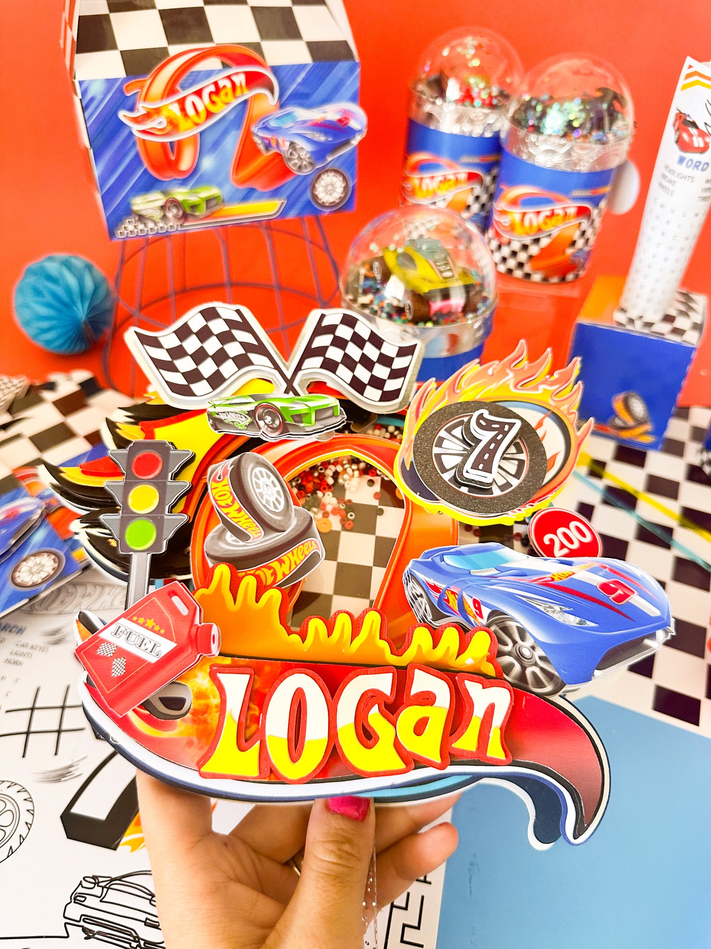 Hot Wheels Cake Topper | Hot Wheels Birthday Decoration | Race Car Birthday Party | Hot Wheels Centerpiece | Custom Race Car Cake Topper