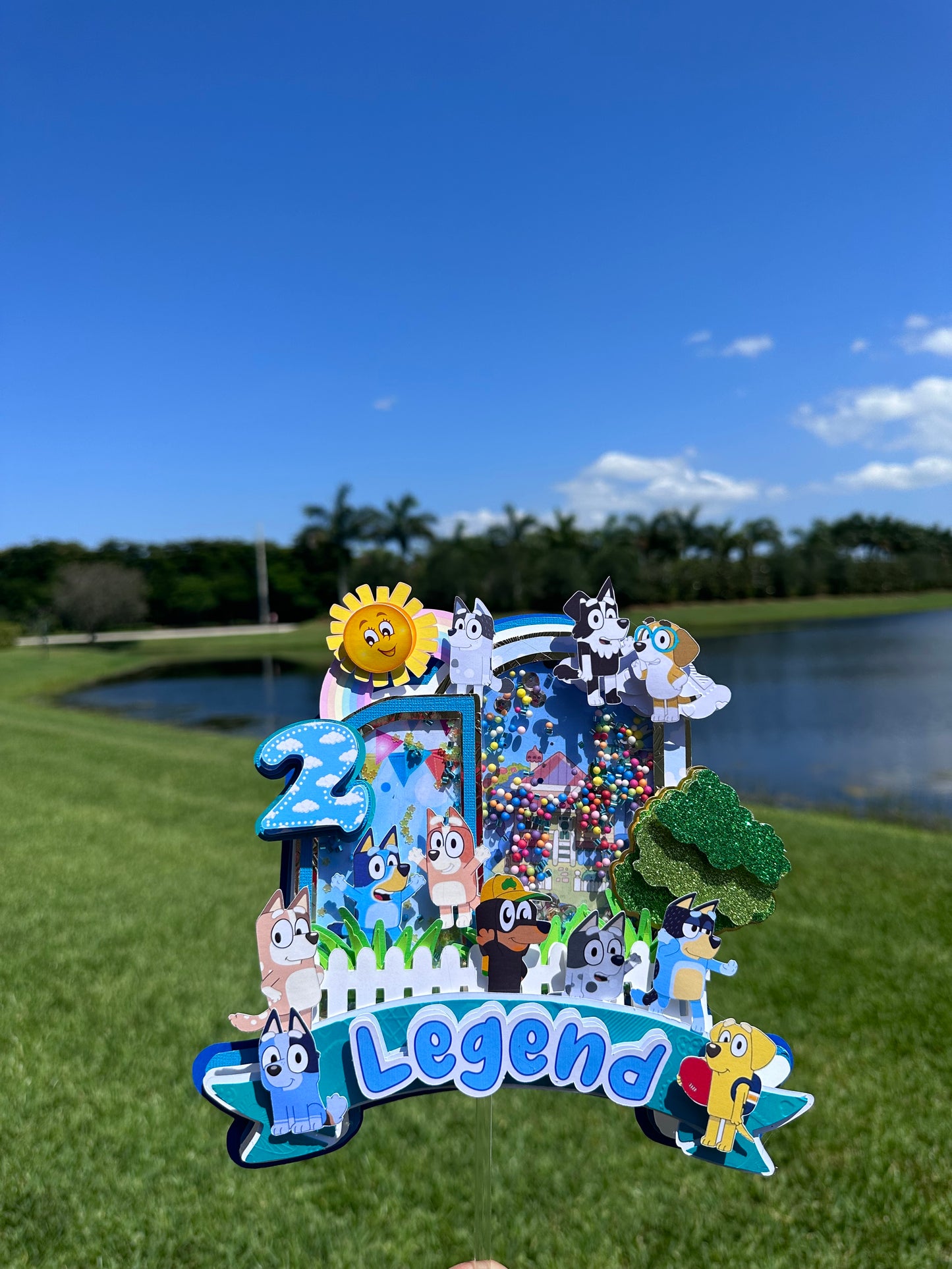 Blue Family Cake Topper, Blue Cake Topper, Blue Dog Family Cake Topper, Blue Family 3D Letter, Blue Dog Family Centerpiece