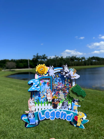 Blue Family Cake Topper, Blue Cake Topper, Blue Dog Family Cake Topper, Blue Family 3D Letter, Blue Dog Family Centerpiece