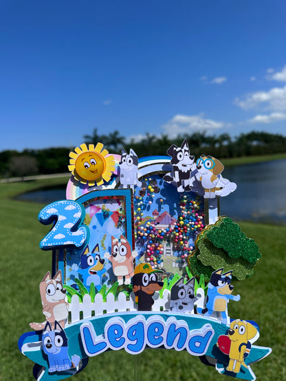 Blue Family Cake Topper, Blue Cake Topper, Blue Dog Family Cake Topper, Blue Family 3D Letter, Blue Dog Family Centerpiece