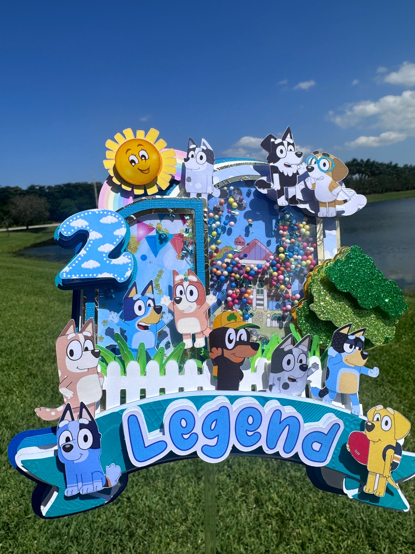 Blue Family Cake Topper, Blue Cake Topper, Blue Dog Family Cake Topper, Blue Family 3D Letter, Blue Dog Family Centerpiece