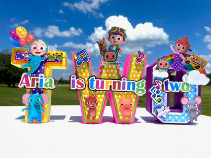 Cocomelon 3d letters | Cocomelon Cake Topper | Cocomelon Party Decorations | Cocomelon Favor Box | Cocomelon 3D Letters