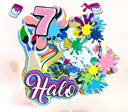 Paint Party Splatter Cake Topper, Art Party Cake Topper, Paint Shaker Cake Topper, Paint Decorations, Painting Party Decor, Art Paint Centerpiece