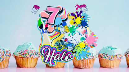 Paint Party Splatter Cake Topper, Art Party Cake Topper, Paint Shaker Cake Topper, Paint Decorations, Painting Party Decor, Art Paint Centerpiece