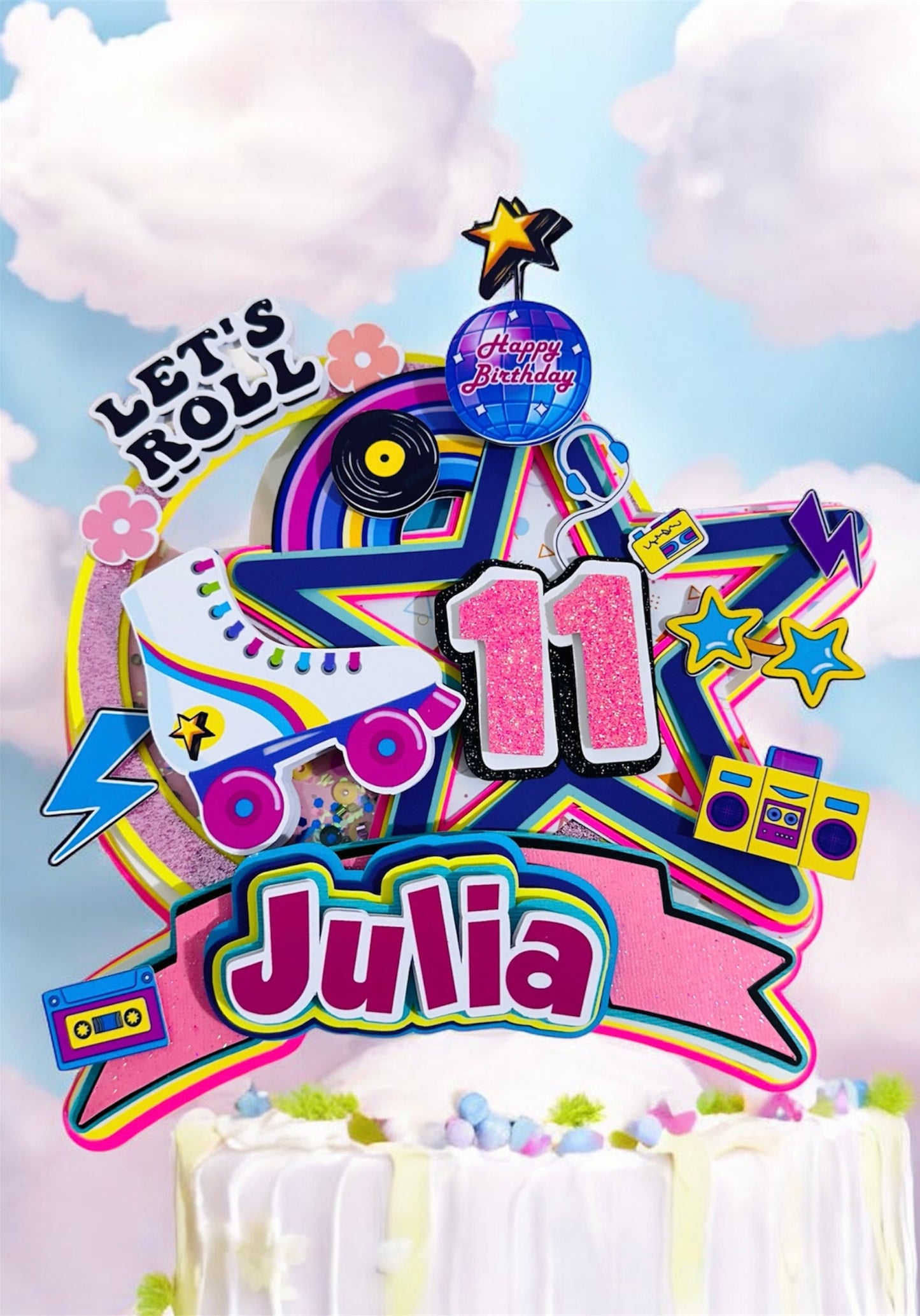 Roller Skate Cake Topper, Skate Cake, Roller Skate Birthday Supplies, Rolling Skate Party, Skating Birthday Topper, Roller Skater Centerpiece