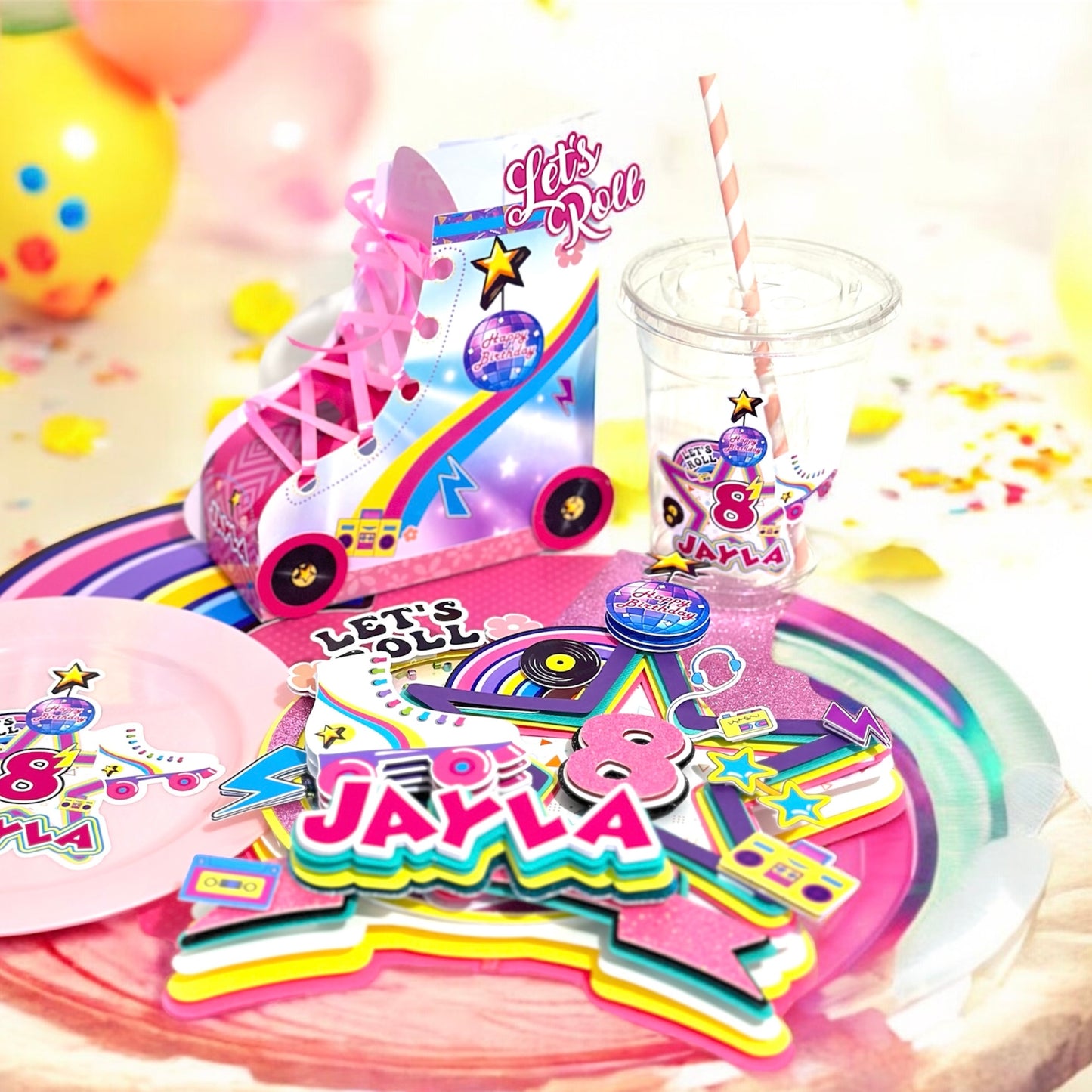 Roller Skate Cake Topper, Skate Cake, Roller Skate Birthday Supplies, Rolling Skate Party, Skating Birthday Topper, Roller Skater Centerpiece