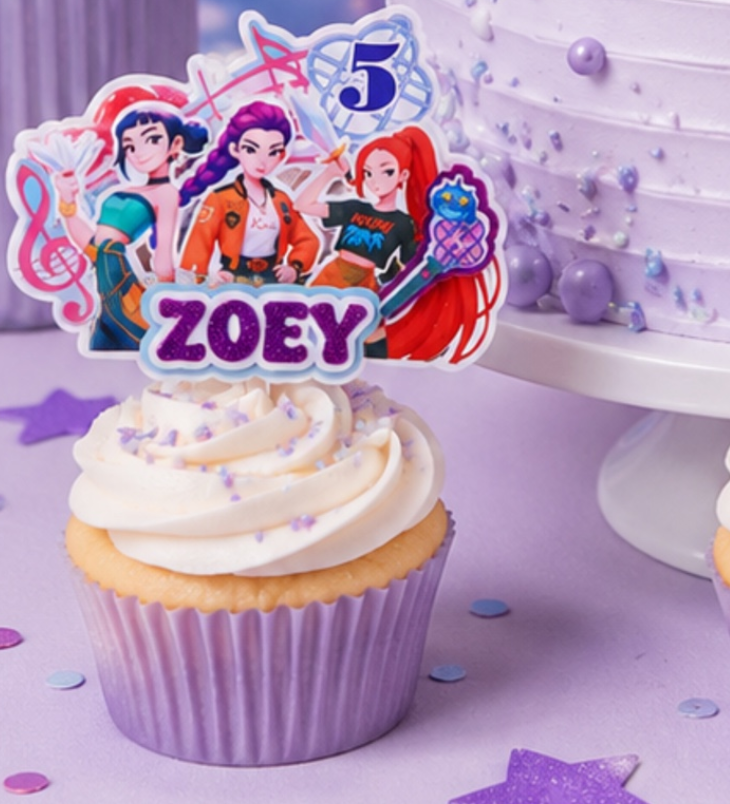 Personalized Olivia Rodrigo inspired cake topper made from premium layered cardstock with custom name and age. Handmade birthday cake decoration for girls, teens, and pop music themed birthday parties.