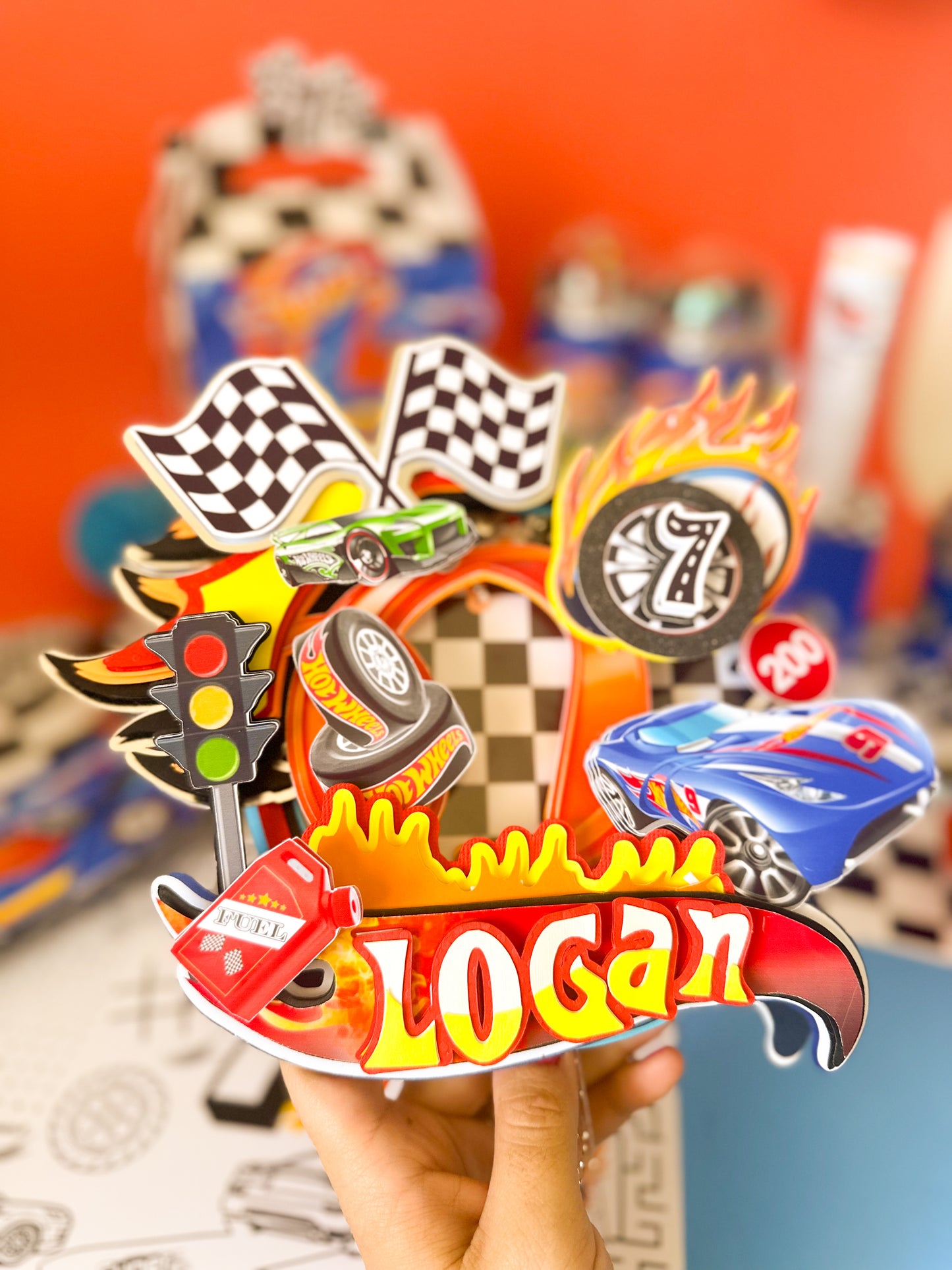 Hot Wheels Cake Topper | Hot Wheels Birthday Decoration | Race Car Birthday Party | Hot Wheels Centerpiece | Custom Race Car Cake Topper
