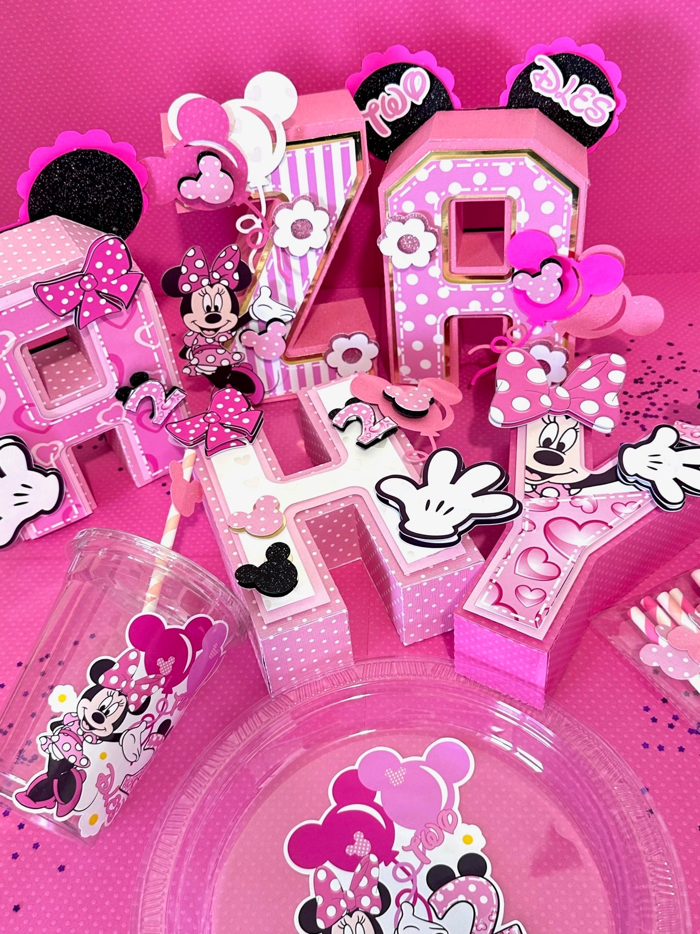 Twodles Birthday Party Decoration: 3D Letters, Cups, Plates, Banner