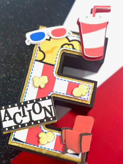 Movie Night Cake Topper: 3D Cinema Party Decoration