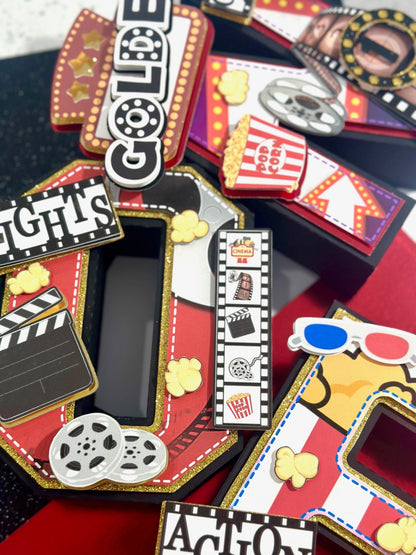 Movie Night Cake Topper, Theater Theme Topper, Cinema Topper 3D Letters, Movie Night Decoration, Movie Night Supplies, Theater and Movie Party