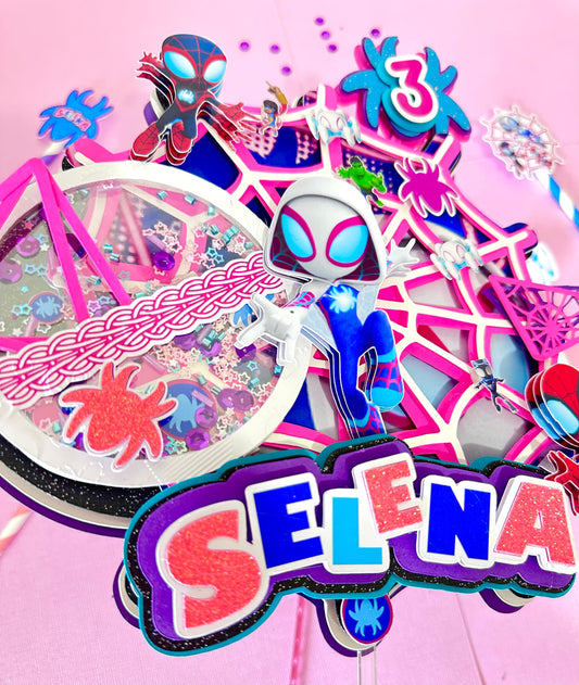 Spider Girl Cake Topper: Custom Superhero Birthday Party Decor