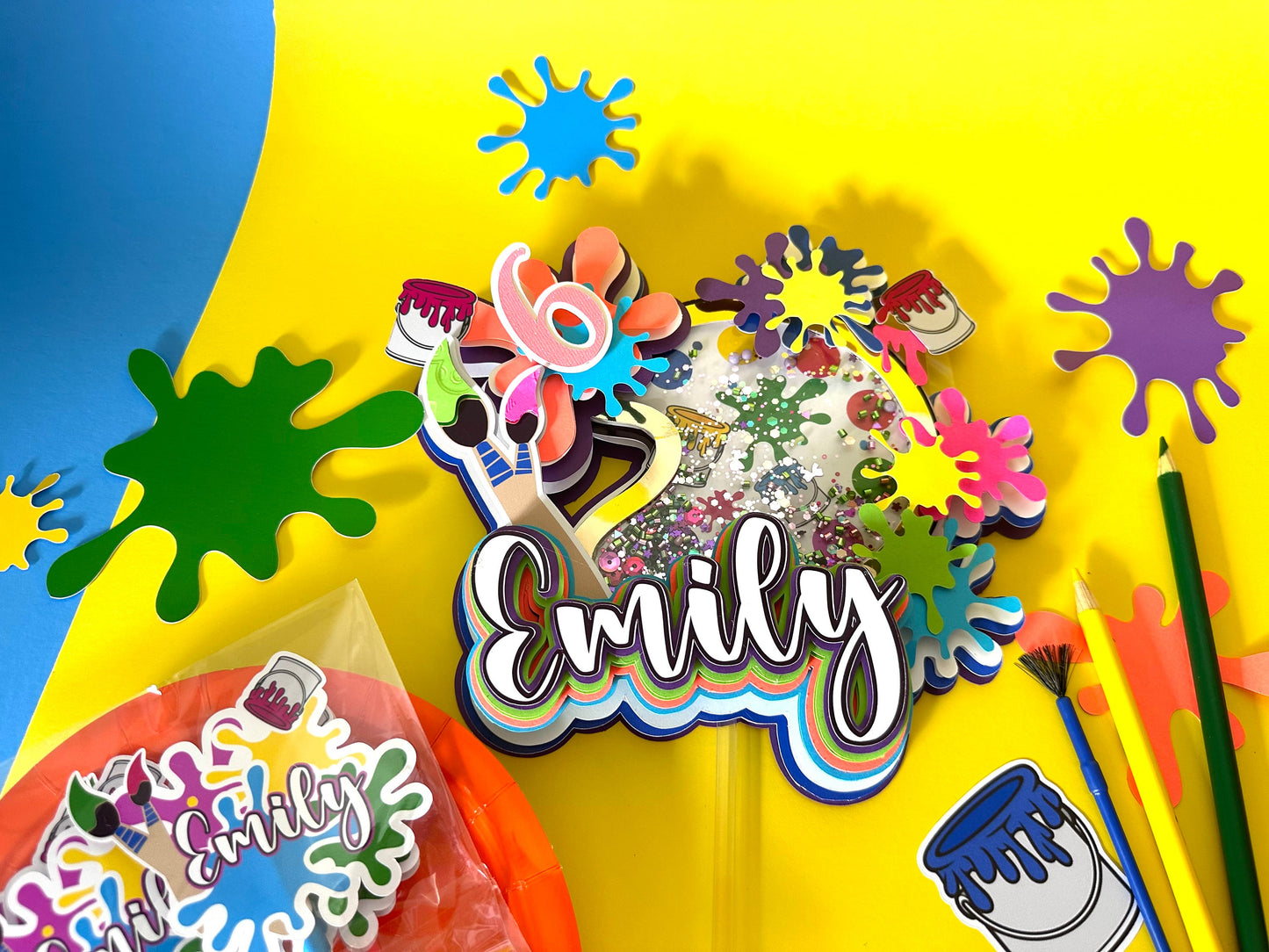 Paint Party Cake Topper: Art Splatter Decorations