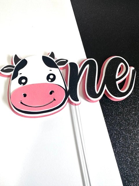 Cow Birthday Cake Topper: Farm Barn Party Decoration
