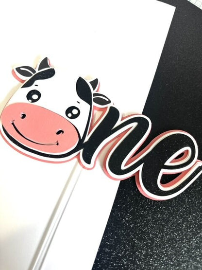 Cow Birthday Cake Topper: Farm Barn Party Decoration