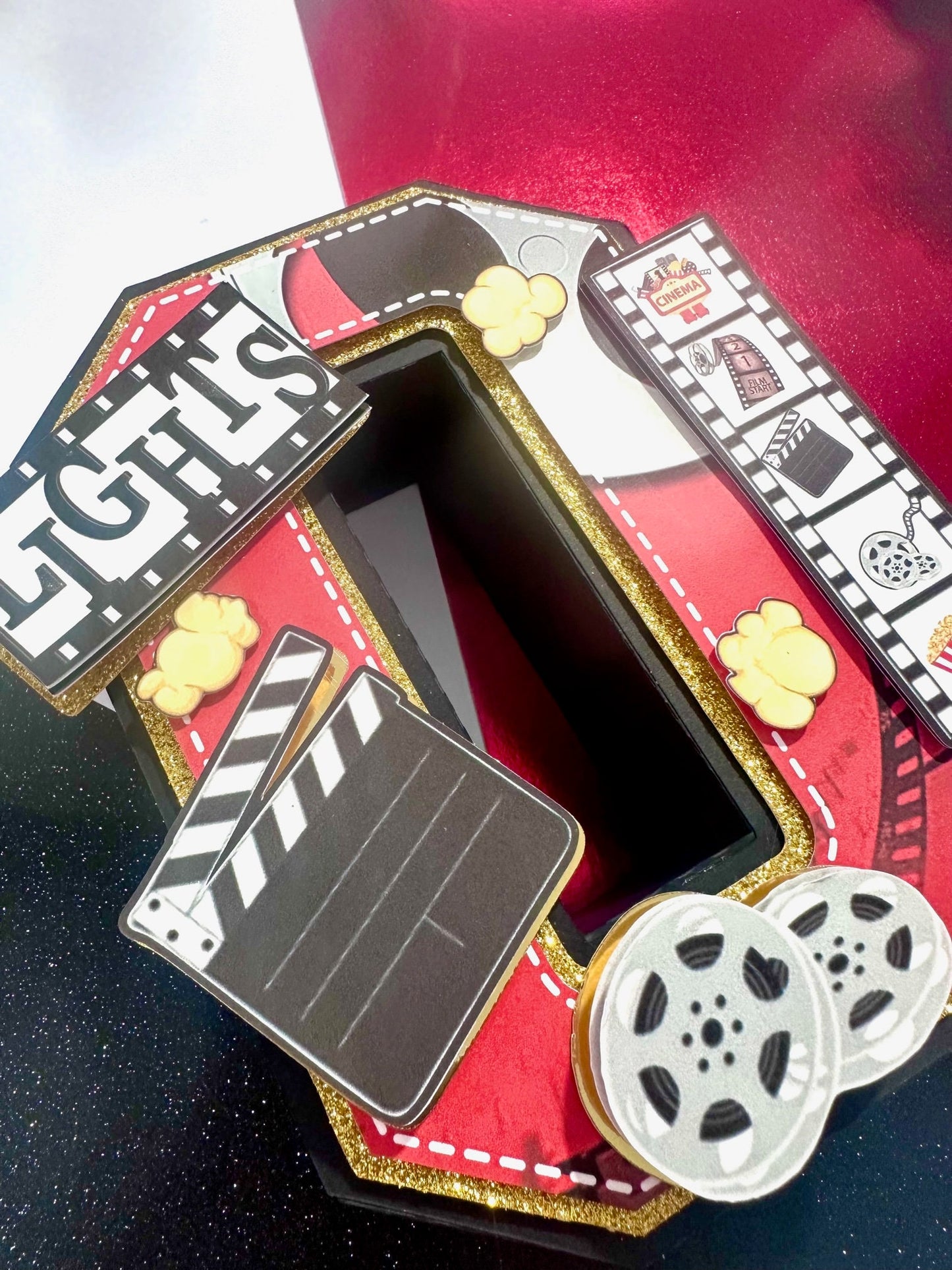 Movie Night Cake Topper: 3D Cinema Party Decoration