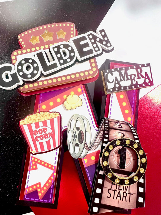Movie Night Cake Topper, Theater Theme Topper, Cinema Topper 3D Letters, Movie Night Decoration, Movie Night Supplies, Theater and Movie Party