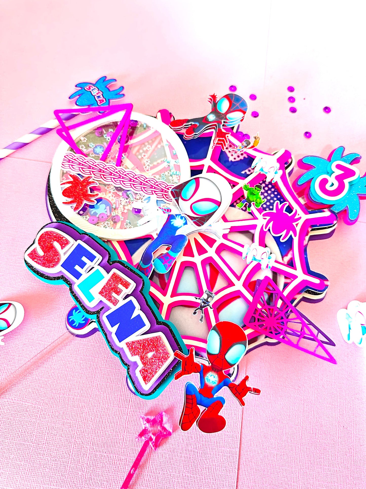 Spider Girl Cake Topper: Custom Superhero Birthday Party Decor