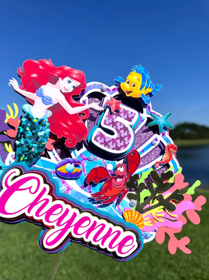 Mermaid Birthday Party Decorations: Cake Topper, Banner, Cupcake Toppers