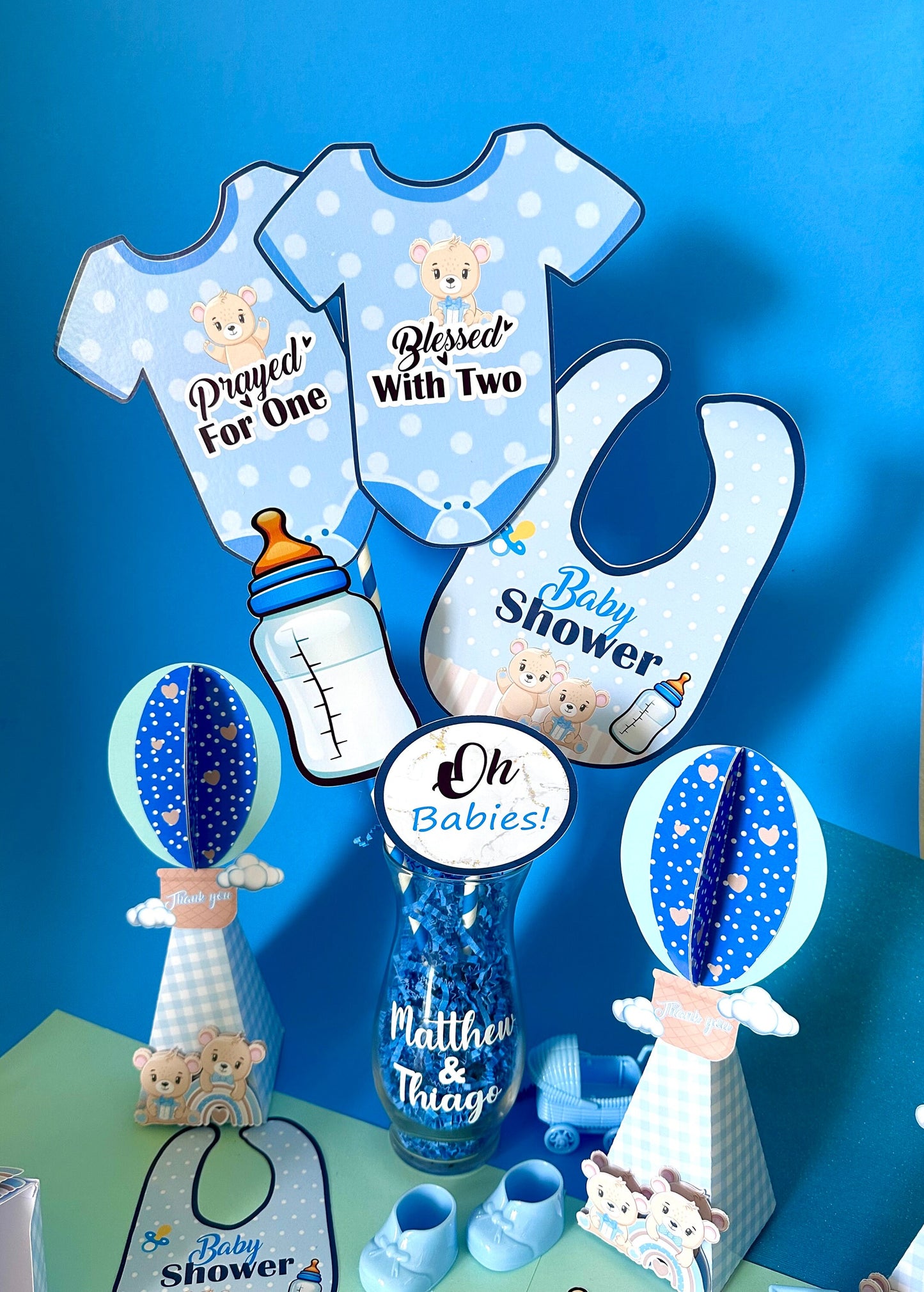 Baby Shower Centerpiece, Baby Shower for Twins, Baby Shower Sable Decoration, Twins Favors, It's a Girl Centerpiece, It's a Boy Centerpiece.