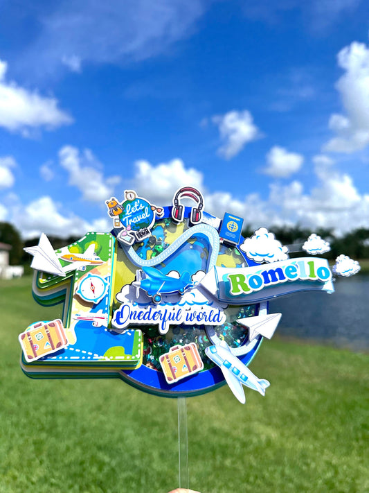 Adventure Awaits Cake Topper: Travel Theme Birthday Decor
