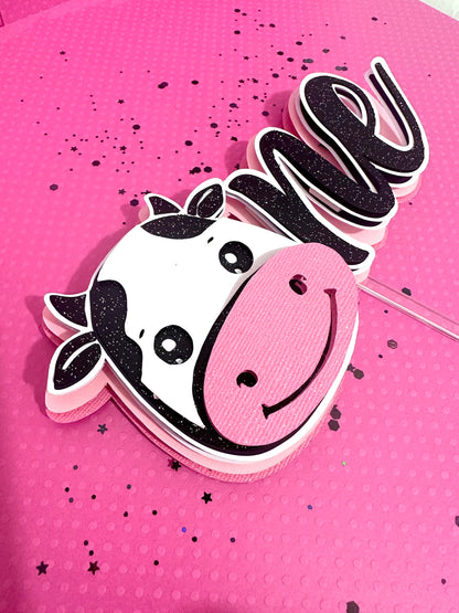 Cow Birthday Cake Topper: Farm Barn Party Decoration