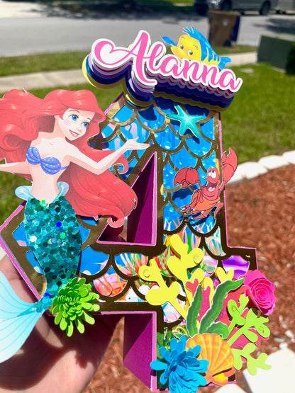 Mermaid Birthday Party Decorations: Cake Topper, Banner, Cupcake Toppers