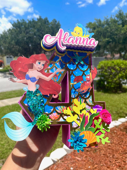 Mermaid Birthday Party Decorations: Cake Topper, Banner, Cupcake Toppers
