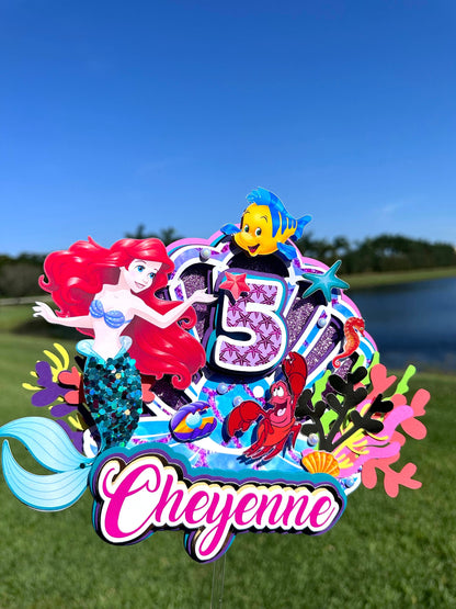 Mermaid Birthday Party Decorations: Cake Topper, Banner, Cupcake Toppers