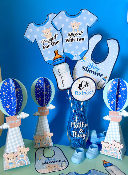 Baby Shower Centerpiece, Baby Shower for Twins, Baby Shower Sable Decoration, Twins Favors, It's a Girl Centerpiece, It's a Boy Centerpiece.