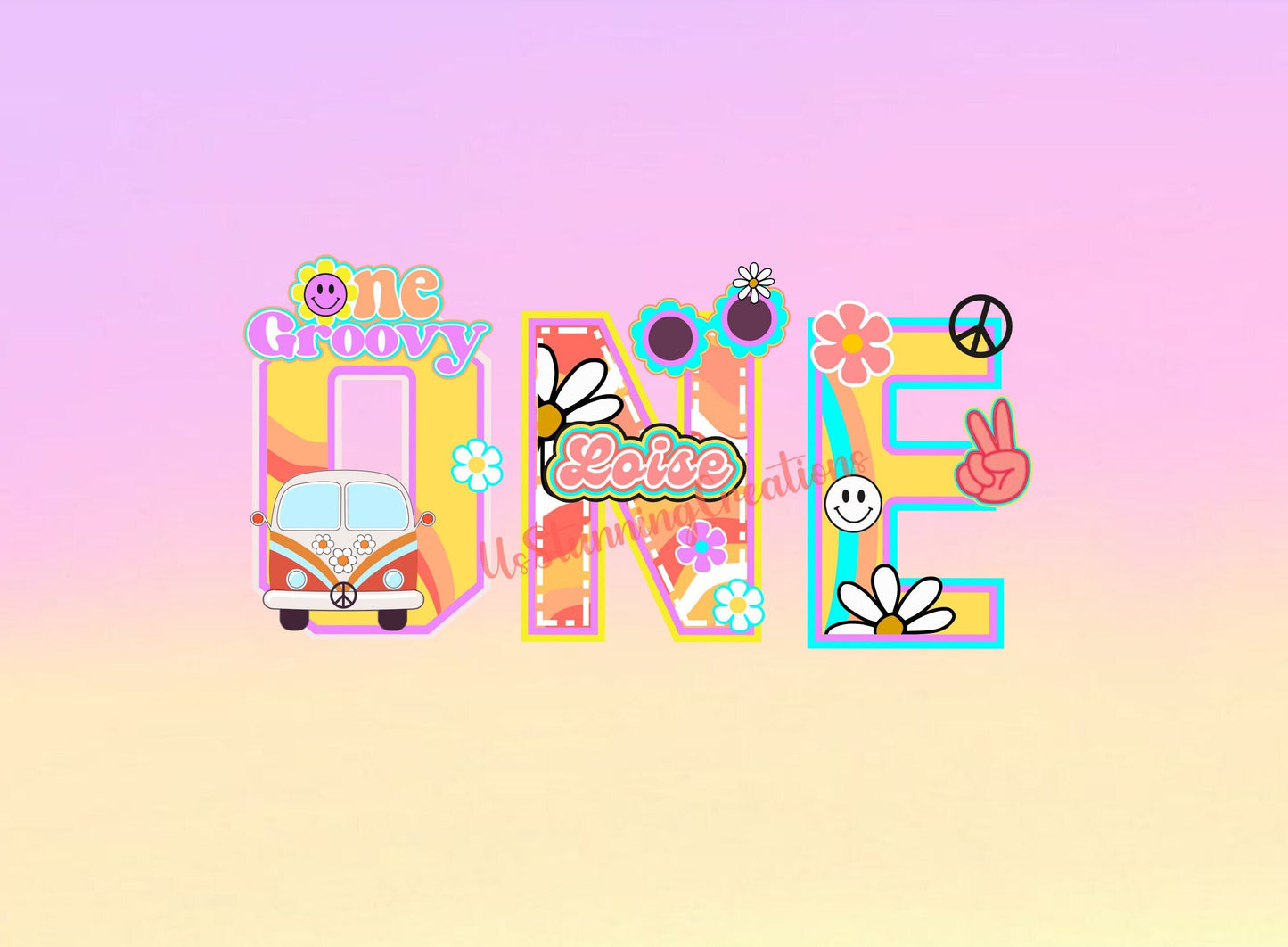 Groovy Girl Birthday, Groovy Girl Theme, Groovy Girl 3D Letter, Groovy Birthday Party, Groovy Favor Boxes, Groovy Girl Centerpiece