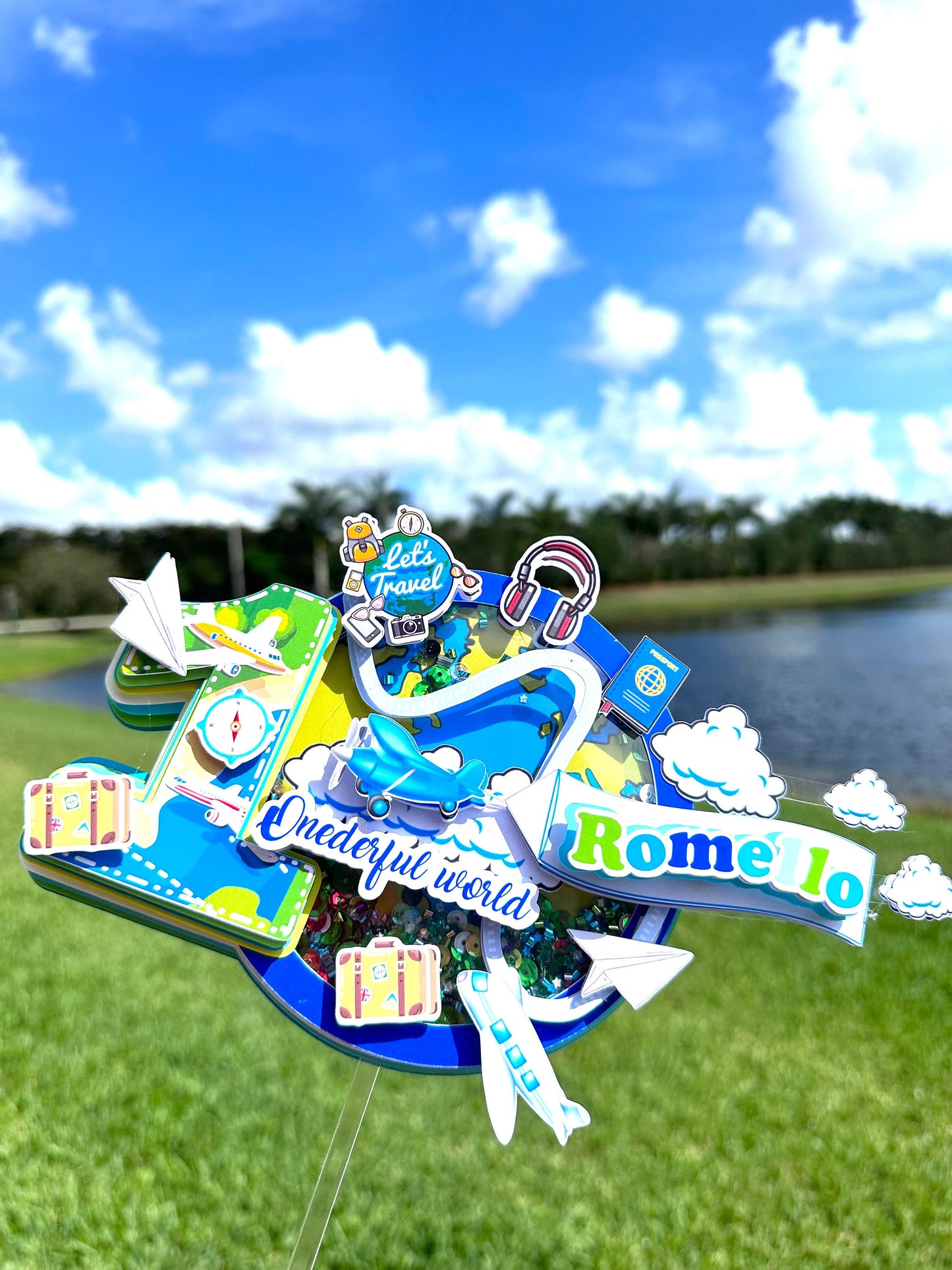 Adventure Awaits Cake Topper: Travel Theme Birthday Decor