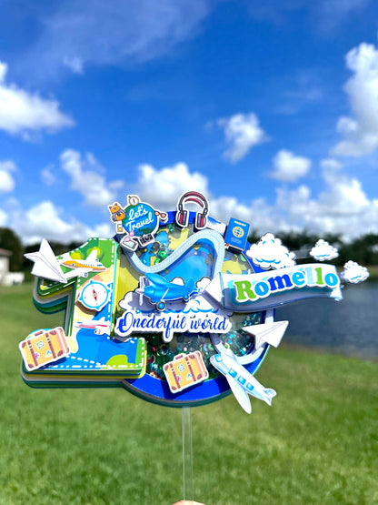 Adventure Awaits Cake Topper: Travel Theme Birthday Decor