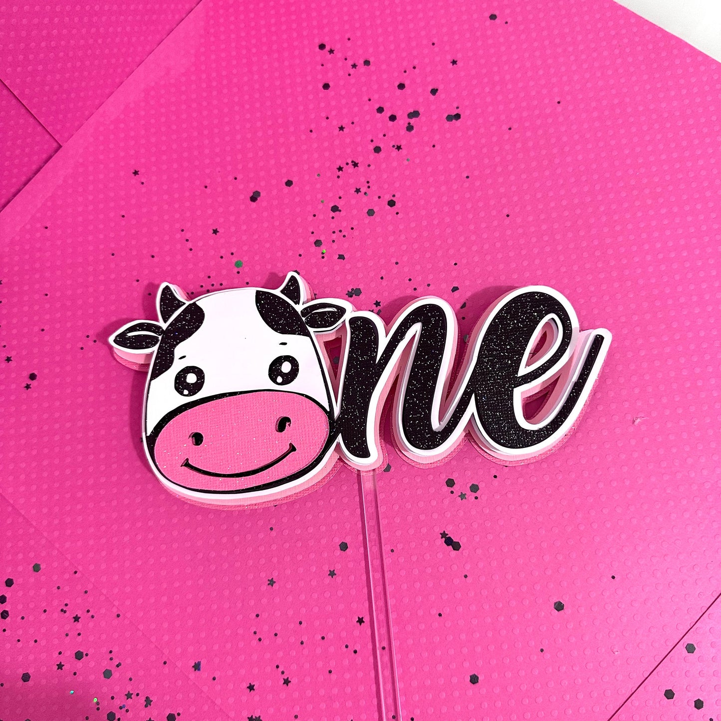 Cow Birthday Cake Topper: Farm Barn Party Decoration