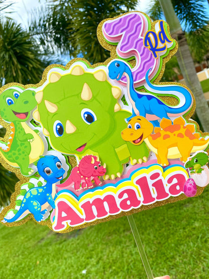 Girl Dinosaur Cake Topper | Dinosaur Birthday Party Decorations | Dinosaur Party  Favor Boxes & Plates | Cute Dino Party Décor for Girls
